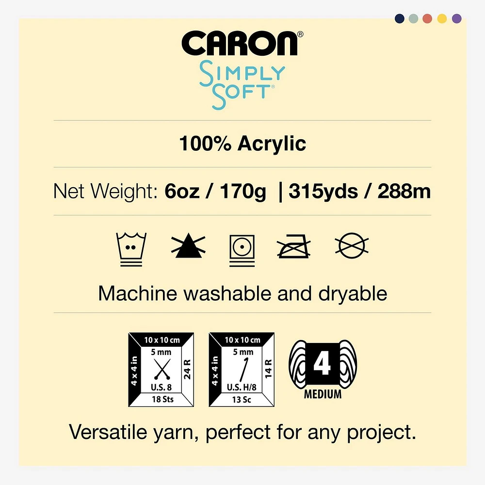 Caron® Simply Soft® Yarn, Acrylic #4 Medium, 6oz/170g