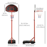 Soozier 5 Level Adjustable Basketball Hoop Backboard  w/ Wheels & Net For Kids