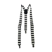 Adult Unisex Black/White Striped Suspenders