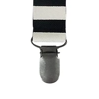 Adult Unisex Black/White Striped Suspenders