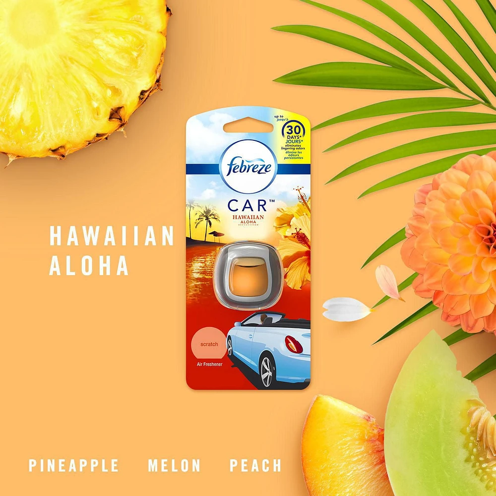 Febreze Car Odor-Eliminating Air Freshener Vent Clip, Hawaiian Aloha, 2 Pieces