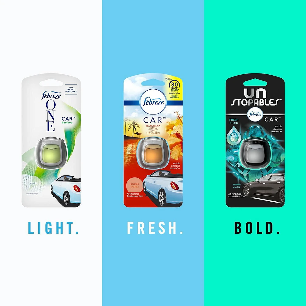 Febreze Car Odor-Eliminating Air Freshener Vent Clip, Linen & Sky, 2 Pieces