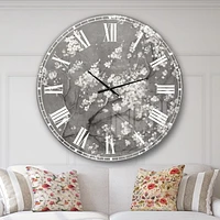 Designart 'White Cherry Blossoms I' Traditional wall clock