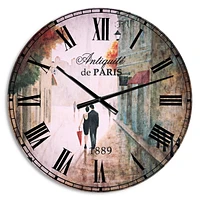 Designart 'Paris Romance Couples II' Traditional wall clock