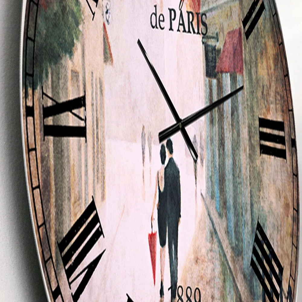 Designart 'Paris Romance Couples II' Traditional wall clock