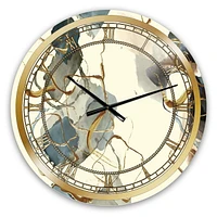 Designart 'Gold Glam Squares VI' Glam wall clock