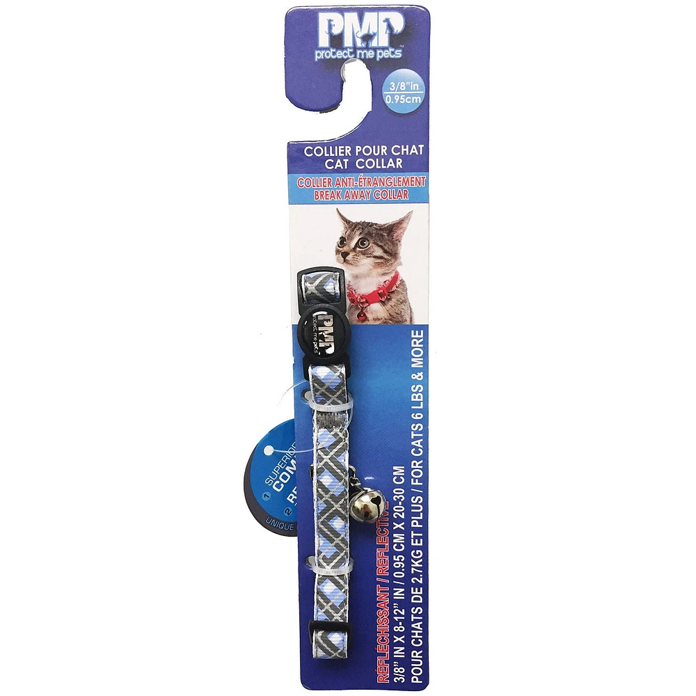 Protect Me Alert Series PMP Blue And Grey Plaid Reflective CAT Collar