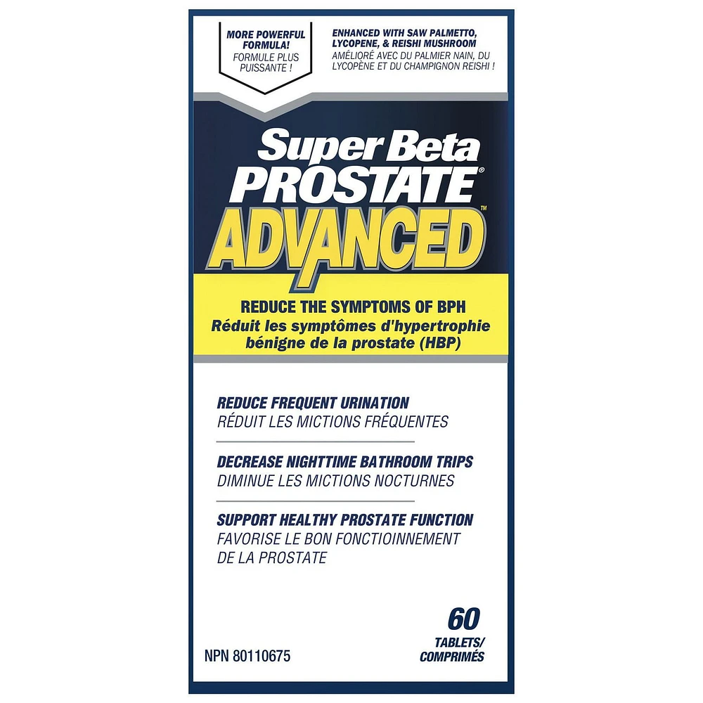 Super Beta Prostate®Advanced, Reduce the Symptom of BPH with Beta Sitosterol and Saw Palmetto, 60 Tablets