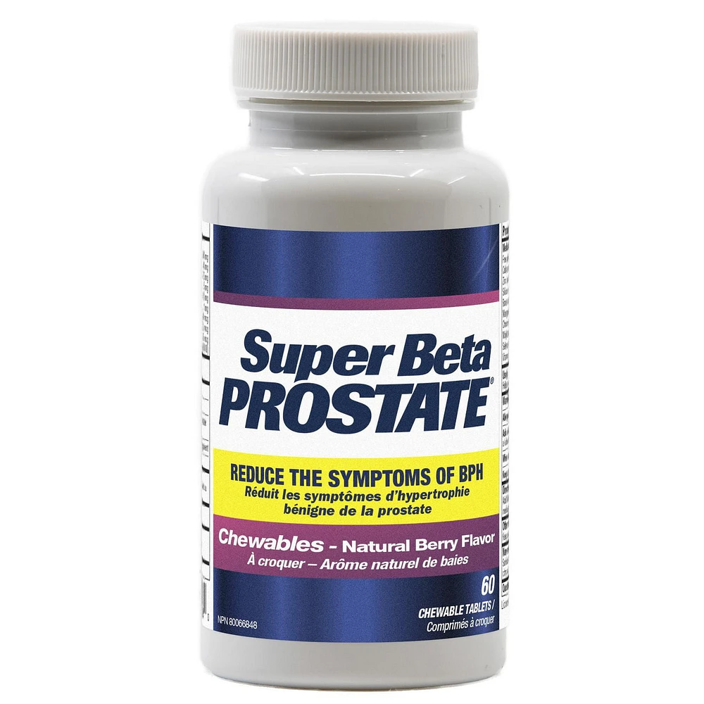 Super Beta Prostate en comprimés à croquer, Réduit les symptômes de HBP, 60 comprimés à croquer