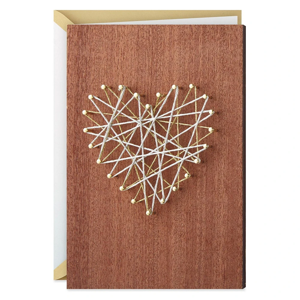 Hallmark Signature Wood Valentines Day Card, Love Card, Anniversary Card, Romantic Birthday Card (String Heart Art)