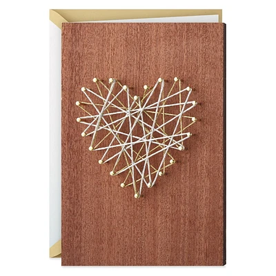 Hallmark Signature Wood Valentines Day Card, Love Card, Anniversary Card, Romantic Birthday Card (String Heart Art)