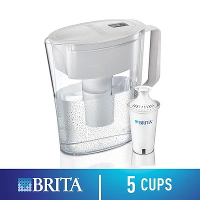 Brita® Small 5 Cup Water Filter Pitcher with 1 Standard Filter, BPA Free, SOHO, White, Enjoy healthier tap water