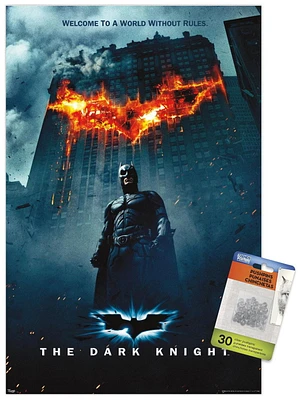 DC Comics Movie - The Dark Knight Batman Logo on Fire One Sheet Wall Poster, 22.375" x 34"