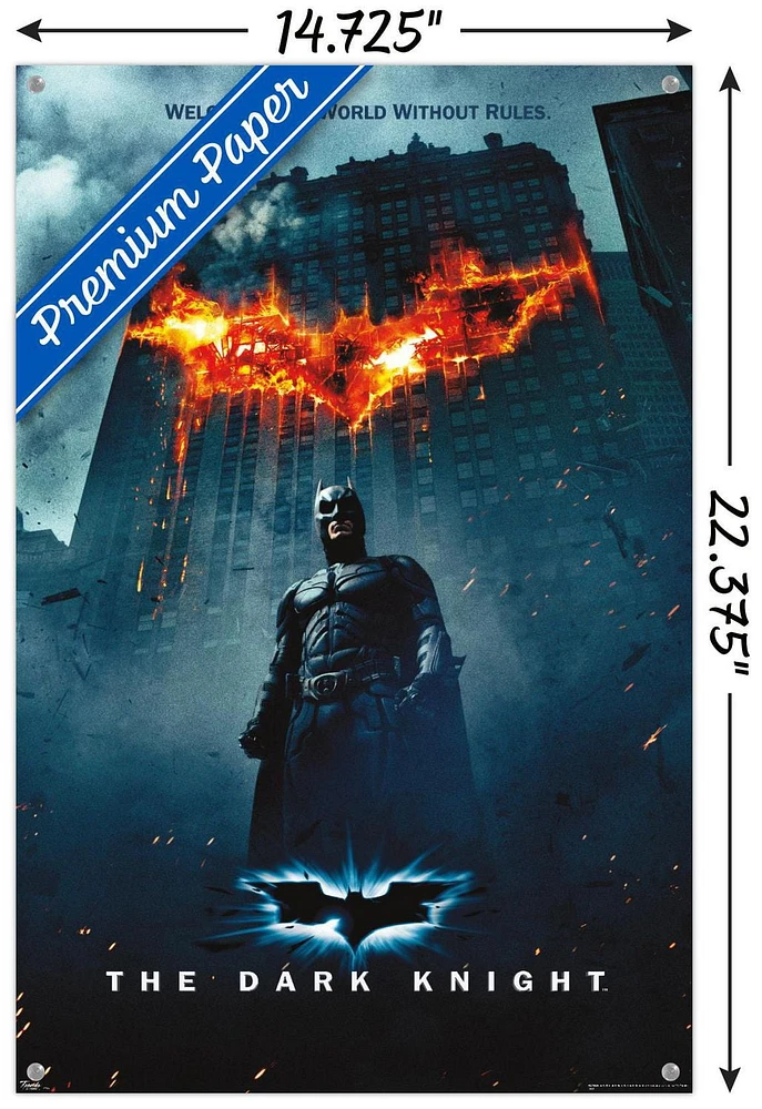 DC Comics Movie - The Dark Knight Batman Logo on Fire One Sheet Wall Poster, 22.375" x 34"