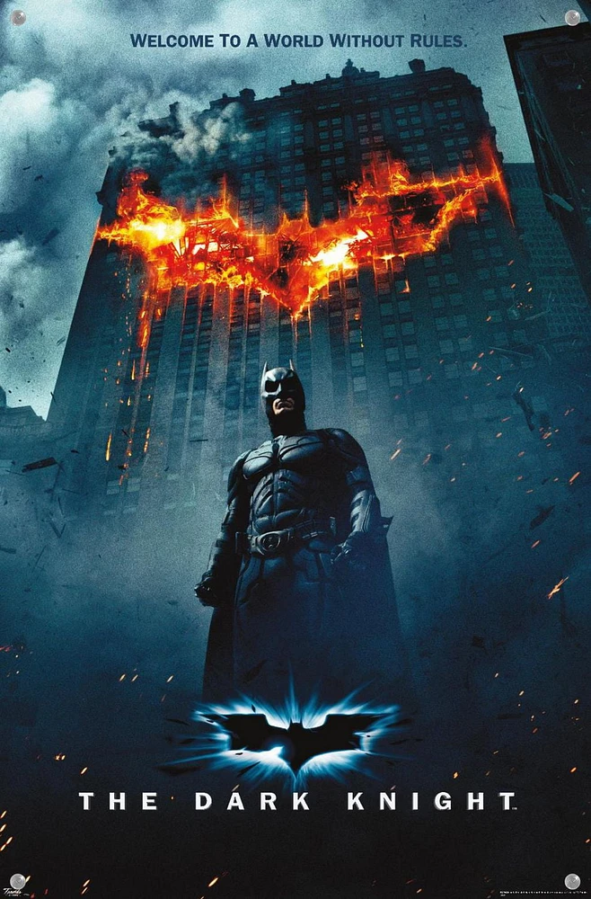 DC Comics Movie - The Dark Knight Batman Logo on Fire One Sheet Wall Poster, 22.375" x 34"