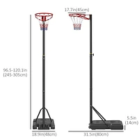 Soozier Portable Basketball Hoop, 8-10ft Height Adjustable, with Wheels