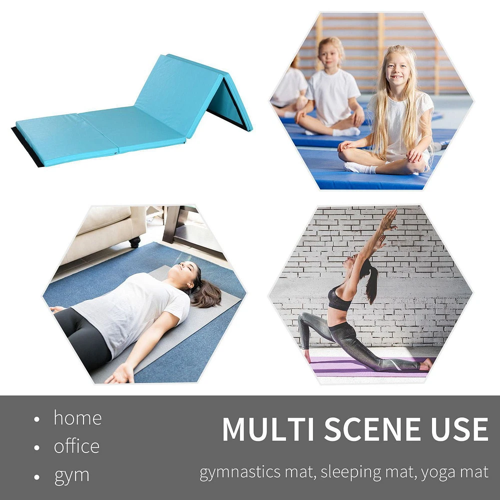 Soozier PU Exercise Gym Mat Stretching Yoga Sport Tumbling Pad Light Blue