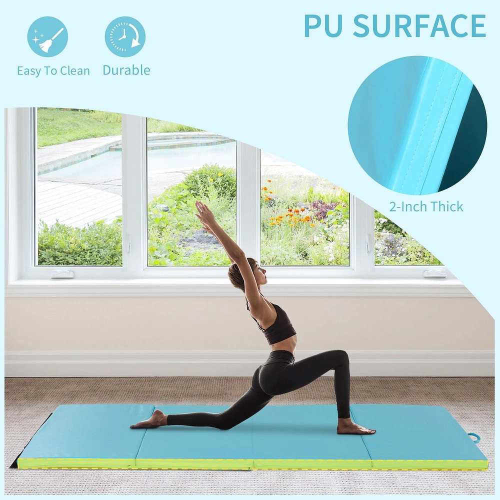 Soozier PU Exercise Gym Mat Stretching Yoga Sport Tumbling Pad Light Blue