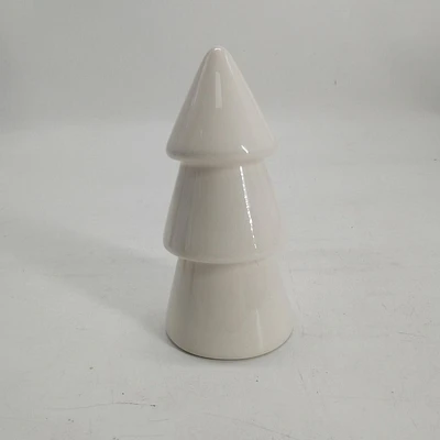 Holiday Time Winter Chalet 4.84 inches White Ceramic Tree Décor, Product size: 2.44*4.84inches