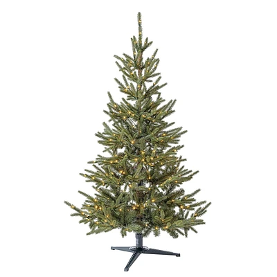 Holiday Time Abies Index 5' Pre-Lit Regular Full PE/PVC Pine Christmas Tree - Green