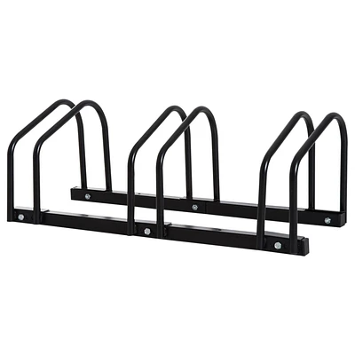 Soozier 3 Bicycle Parking Stand Bike Floor Mount Steel Pipe Cycle Holder Black