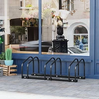 Soozier 3 Bicycle Parking Stand Bike Floor Mount Steel Pipe Cycle Holder Black