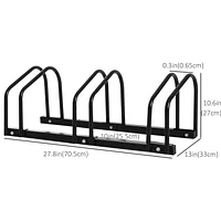 Soozier 3 Bicycle Parking Stand Bike Floor Mount Steel Pipe Cycle Holder Black