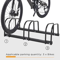 Soozier 3 Bicycle Parking Stand Bike Floor Mount Steel Pipe Cycle Holder Black