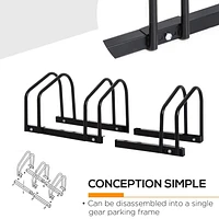 Soozier 3 Bicycle Parking Stand Bike Floor Mount Steel Pipe Cycle Holder Black