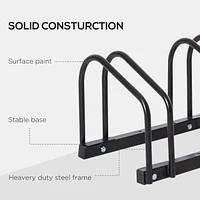 Soozier 3 Bicycle Parking Stand Bike Floor Mount Steel Pipe Cycle Holder Black