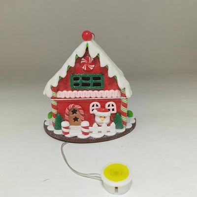 HOLIDAY TIME 5.3INCH LIGHTED GINGERBREAD HOUSE WITH SANTA, Size: 5.3* 5.3 inches