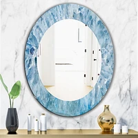 Designart 'Geode Interior With Light Blue Crystals' Mid-Century Mirror - Oval or Round Wall Mirror - 24x36