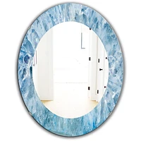 Designart 'Geode Interior With Light Blue Crystals' Mid-Century Mirror - Oval or Round Wall Mirror - 24x36