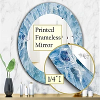 Designart 'Geode Interior With Light Blue Crystals' Mid-Century Mirror - Oval or Round Wall Mirror - 24x36