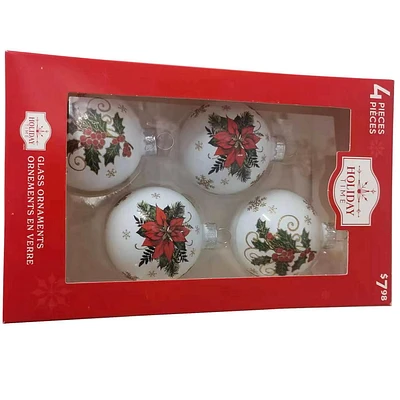 HOLIDAY TIME 4CT RED FLOWER ORNAMENT