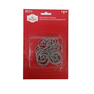 HOLIDAY TIME 20CT BASIC SILVER HOOK ORNAMENT, Size: 0.92*2 inches