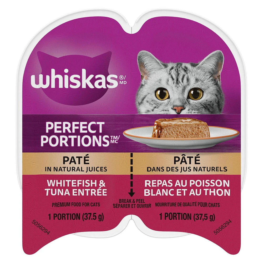 Whiskas Perfect Portions Whitefish & Tuna Paté Wet Cat Food, 75g