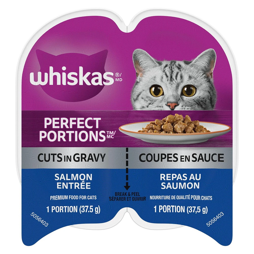 Whiskas Perfect Portions Salmon Entrée Cuts in Gravy Wet Cat Food, 75g