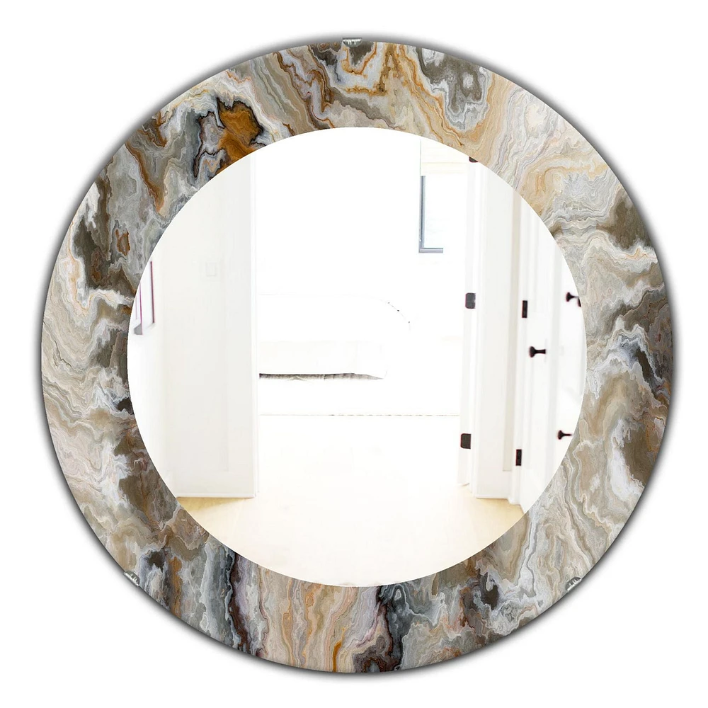 Designart 'Onyx Detail Composition' Mid-Century Mirror - Oval or Round Wall Mirror - 32x32