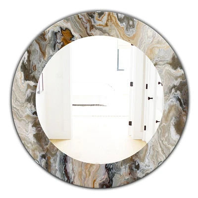 Designart 'Onyx Detail Composition' Miroir Mid-Century - Miroir Mural Ovale ou Rond - 32x32