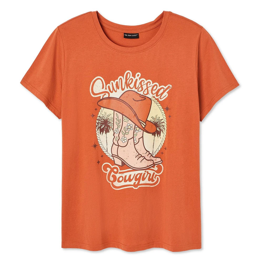 The Pink Closet Women's Plus Crew Neckline Tee, Sizes 1X-4X