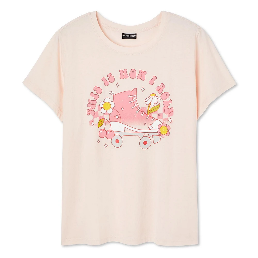 The Pink Closet Women's Plus Crew Neckline Tee, Sizes 1X-4X