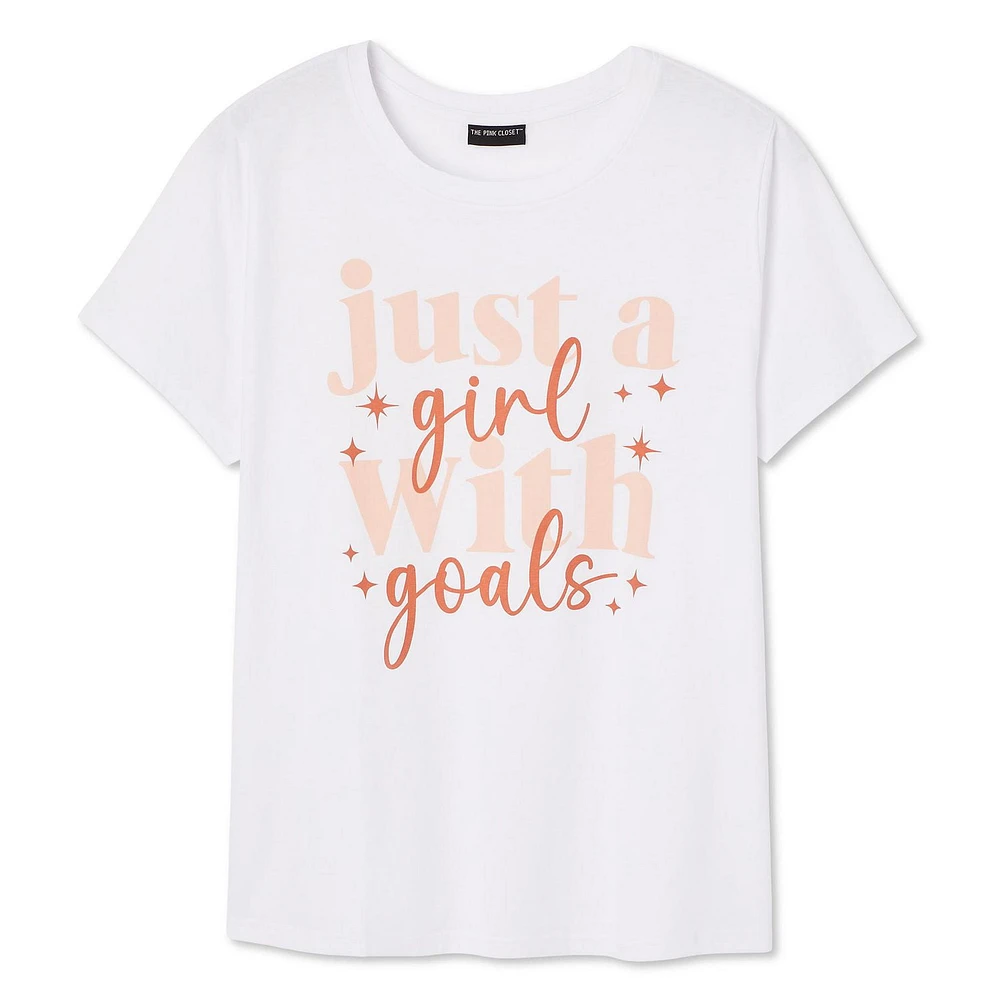 T-shirt à encolure ras du cou The Pink Closet Plus pour femmes Tailles 1X-4X