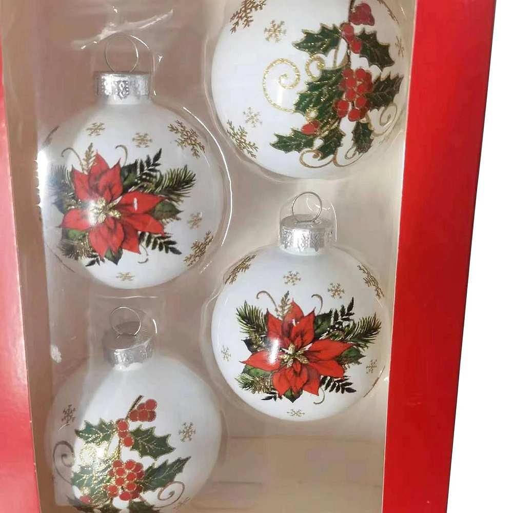 HOLIDAY TIME 4CT RED FLOWER ORNAMENT