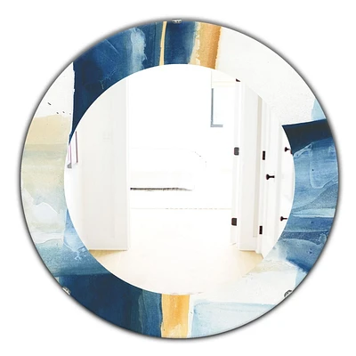 Designart 'Indigo Panel IV' Modern Mirror - Oval or Round Wall Mirror - 32x32