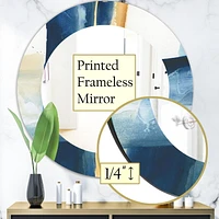 Designart 'Indigo Panel IV' Modern Mirror - Oval or Round Wall Mirror - 32x32