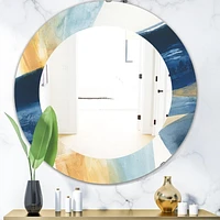 Designart 'Indigo Panel I' Modern Mirror - Oval or Round Wall Mirror - 32x32