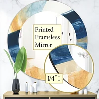 Designart 'Indigo Panel I' Modern Mirror - Oval or Round Wall Mirror - 32x32