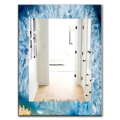 Designart 'Geode Interior With Light Blue Crystals' Mid-Century Mirror - Vanity Mirror - 24x36