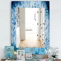 Designart 'Geode Interior With Light Blue Crystals' Mid-Century Mirror - Vanity Mirror - 24x36